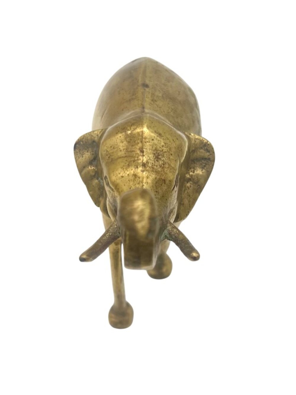 Vintage Cheerful Brass Elephant Figurine Raised Trunk Up Statue MCM 5" Tall - Picture 8 of 10